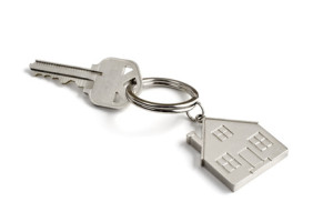 metal key with house key ring